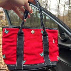 Crewcuts Red Tote with Black Trim and Butterfly Design